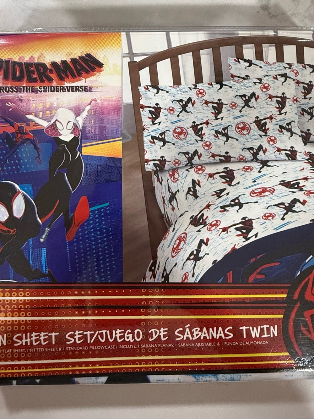 Marvel Spider-Man Across the Spider-Verse Twin Sheet Set - White, Black & Red